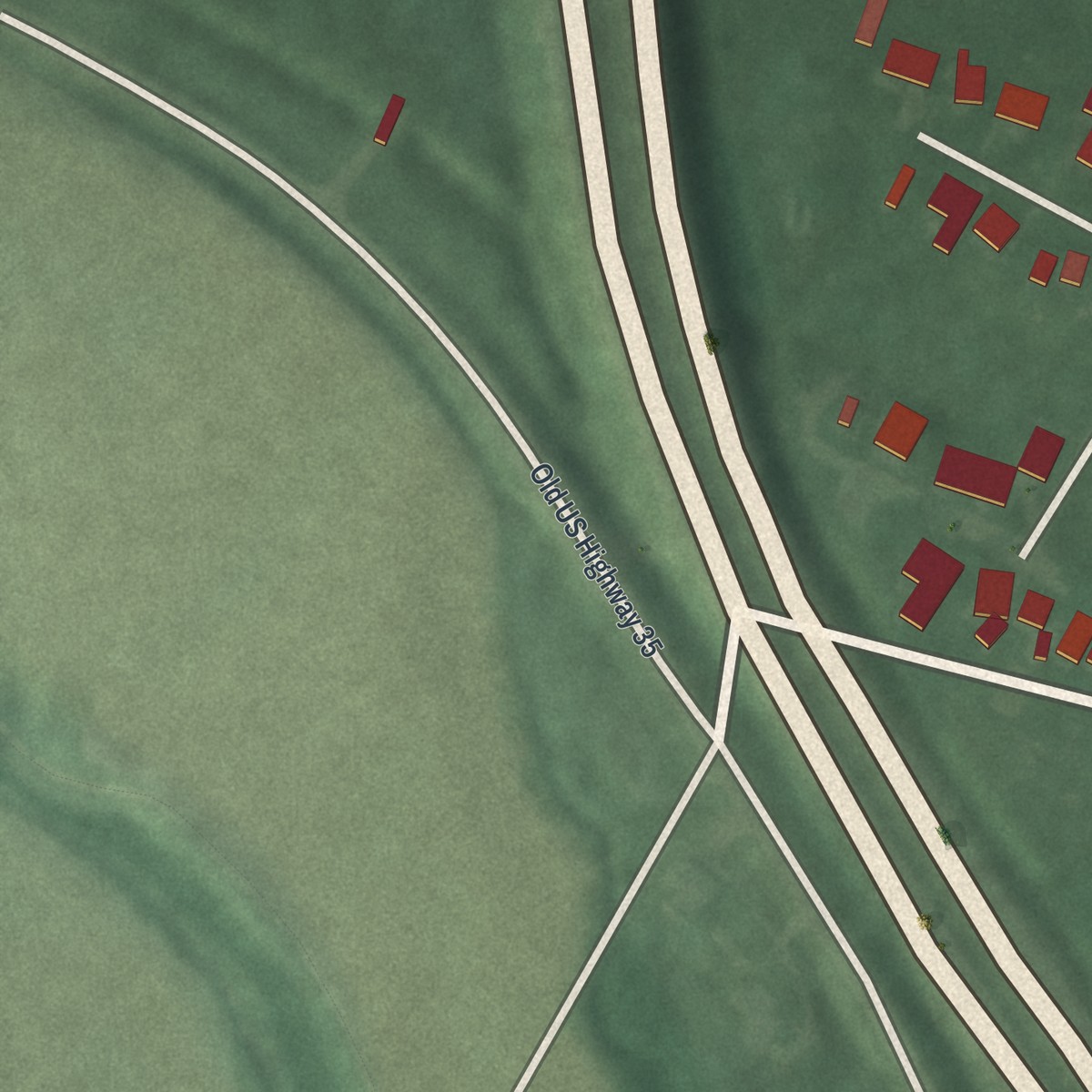 Second close-up of the map of Richmond Dale, Ohio print showing more streets and buildings