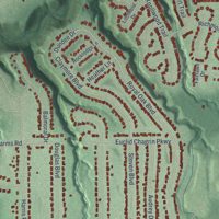 Second close-up of the map of Richmond Heights, Ohio print showing more streets and buildings
