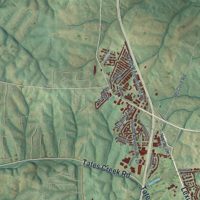 Second close-up of the map of Richmond, Kentucky print showing more streets and buildings