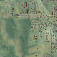 Second close-up of the map of Richmond, Missouri print showing more streets and buildings