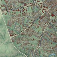 Second close-up of the map of Richmond, Virginia print showing more streets and buildings