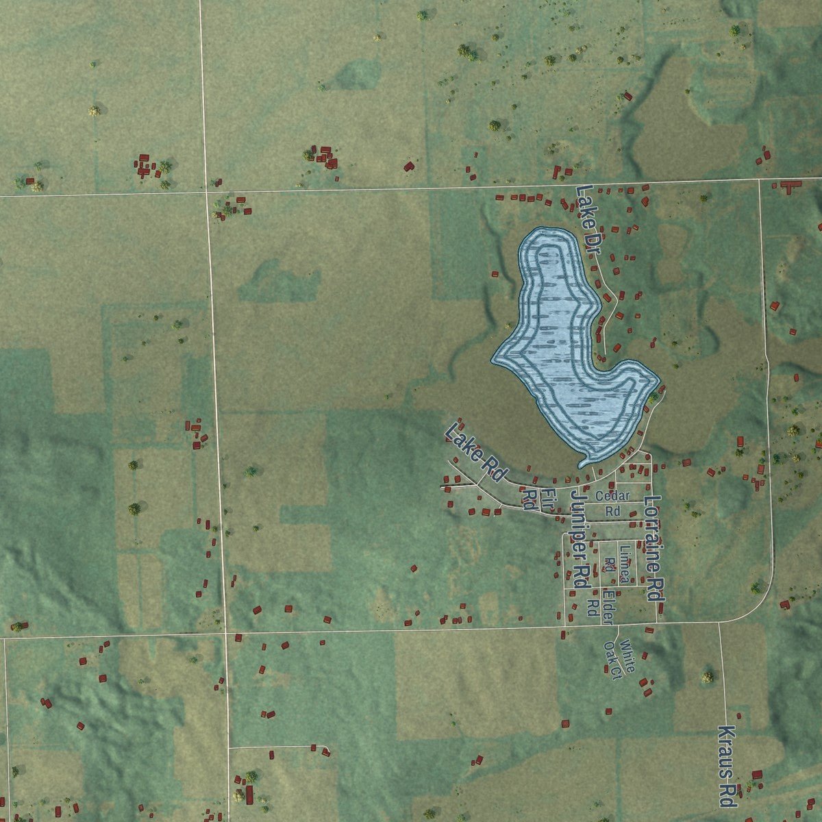 Second close-up of the map of Richmond, Walworth County, Wisconsin print showing more streets and buildings