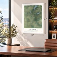 Richmond, Walworth County, Wisconsin map, 18 x 24 inch print in a white frame in a home office