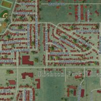 Second close-up of the map of Richton Park, Illinois print showing more streets and buildings