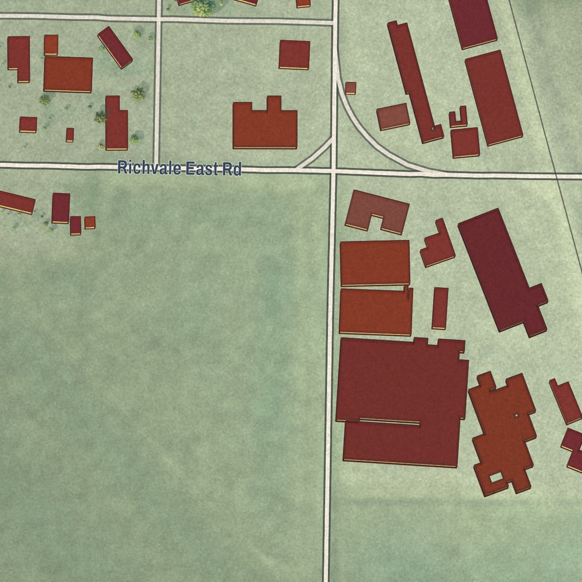Second close-up of the map of Richvale, California print showing more streets and buildings