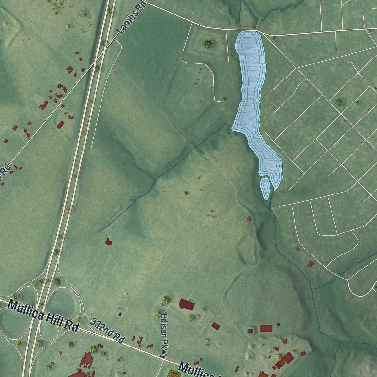 Second close-up of the map of Richwood, New Jersey print showing more streets and buildings