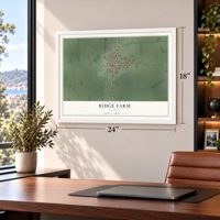 Ridge Farm, Illinois map, 18 x 24 inch print in a white frame in a home office