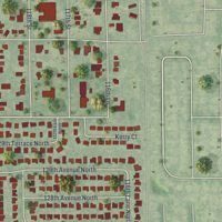 Second close-up of the map of Ridgecrest, Florida print showing more streets and buildings