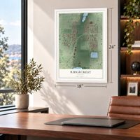 Ridgecrest, Florida map, 18 x 24 inch print in a white frame in a home office