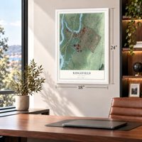Ridgefield, New Jersey map, 18 x 24 inch print in a white frame in a home office