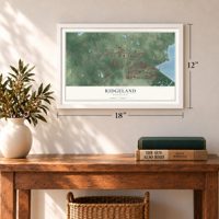 Ridgeland, Mississippi map, 12 x 18 inch print in a white frame in an entryway