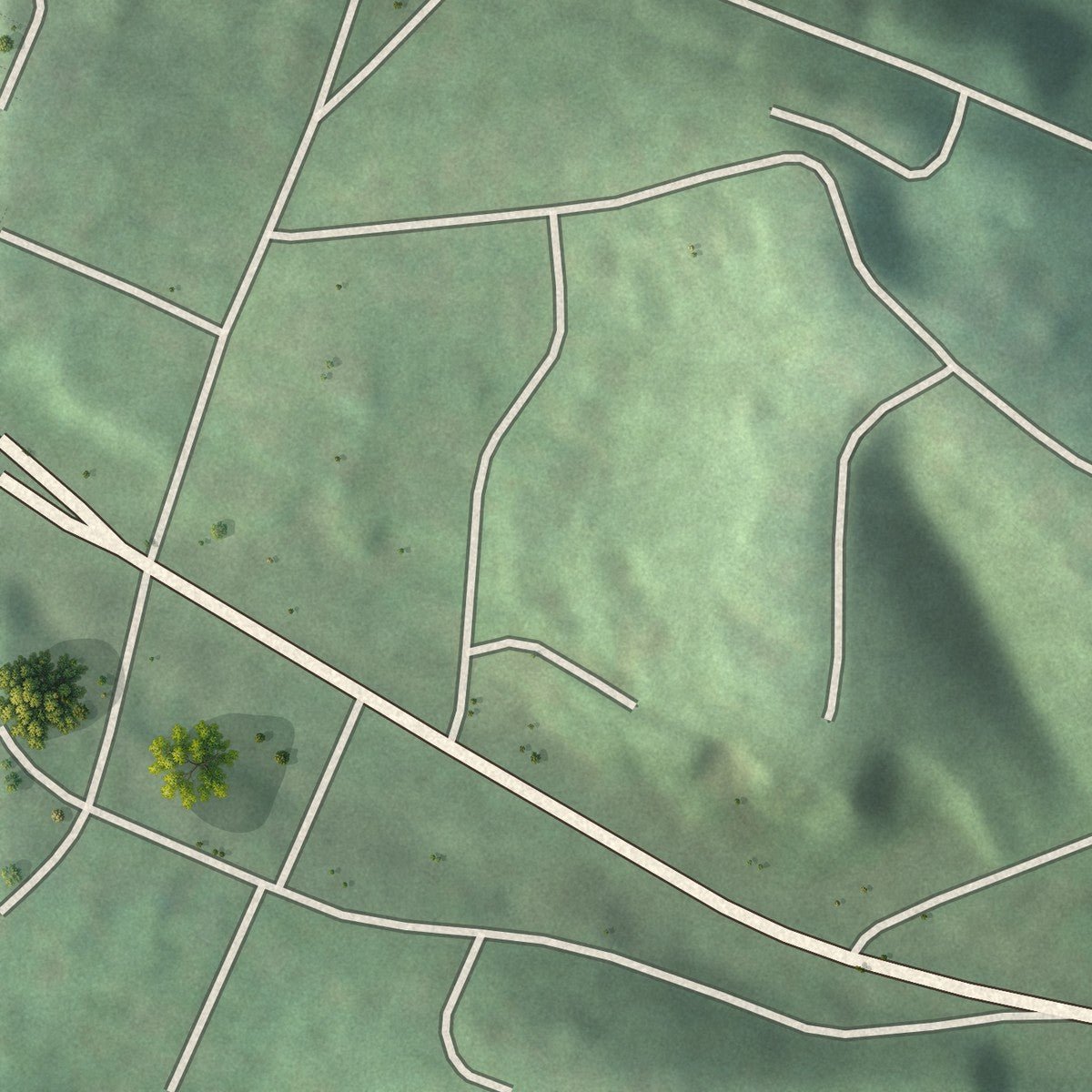 Second close-up of the map of Ridgeside, Tennessee print showing more streets and buildings