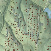 Second close-up of the map of Ridgetop, Tennessee print showing more streets and buildings