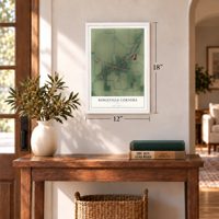 Ridgeville Corners, Ohio map, 12 x 18 inch print in a white frame in an entryway