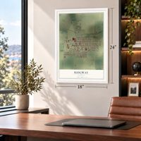 Ridgway, Illinois map, 18 x 24 inch print in a white frame in a home office