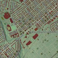 Second close-up of the map of Ridley, Pennsylvania print showing more streets and buildings