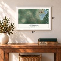Riegelwood, North Carolina map, 12 x 18 inch print in a white frame in an entryway