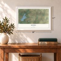Riesel, Texas map, 12 x 18 inch print in a white frame in an entryway