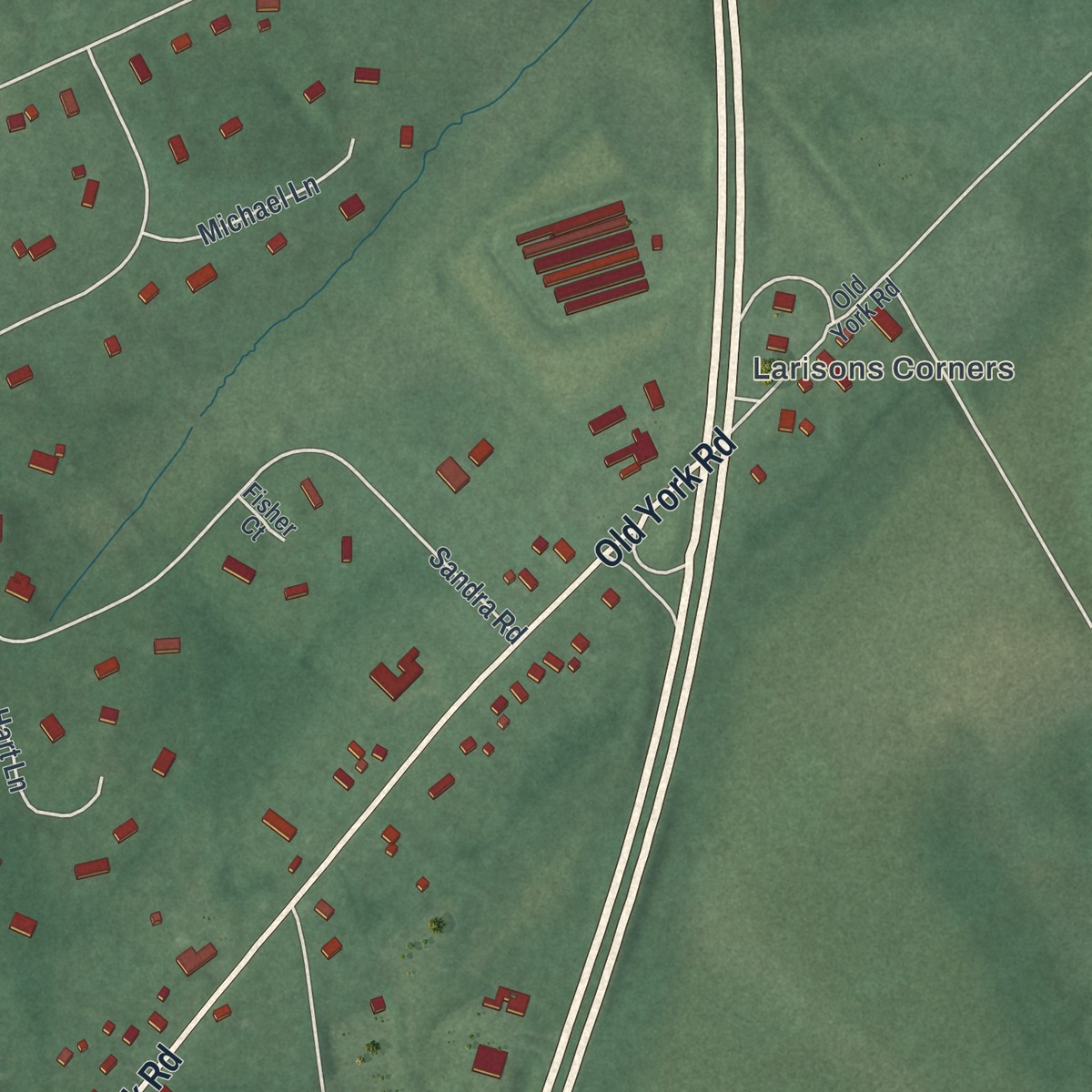 Second close-up of the map of Ringoes, New Jersey print showing more streets and buildings