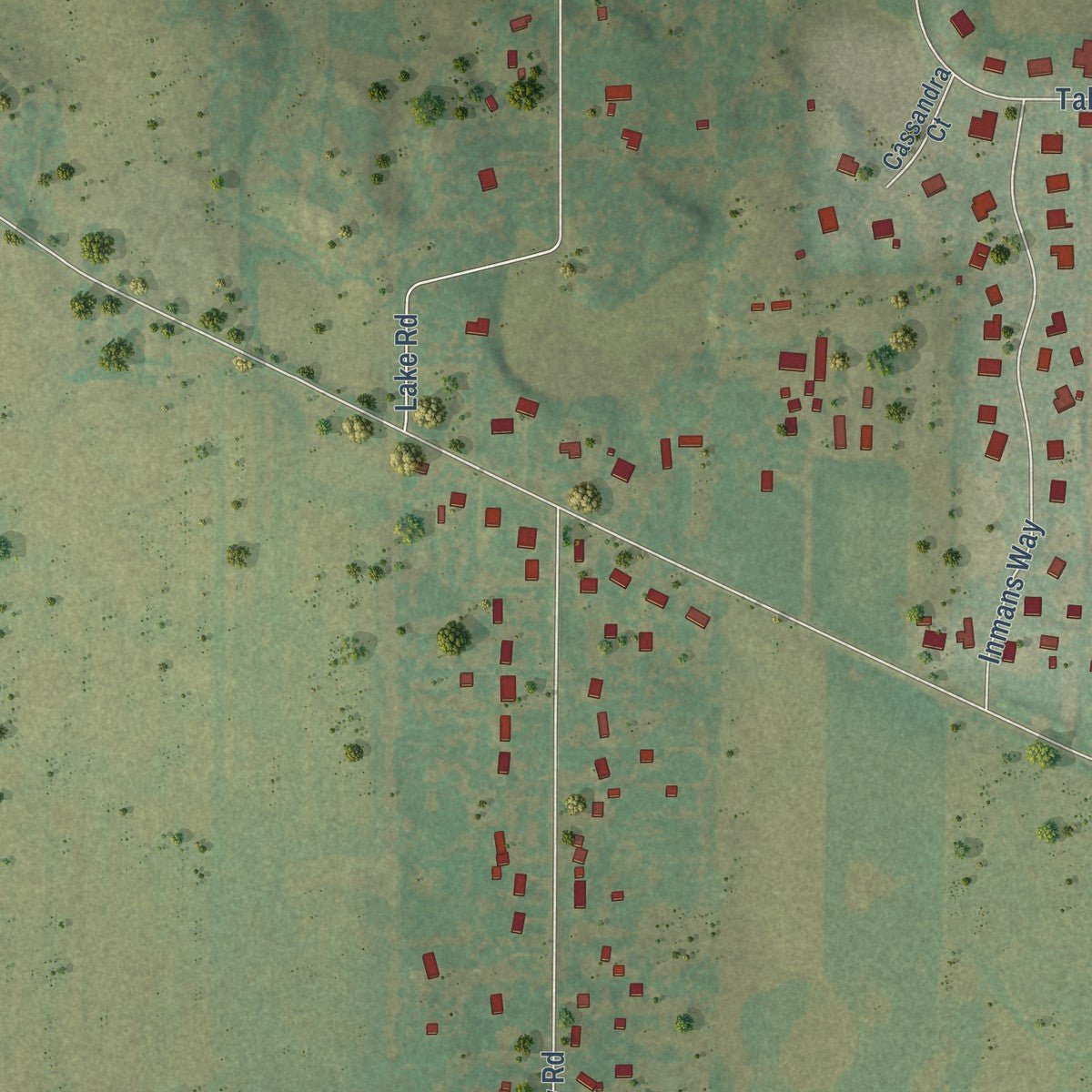Second close-up of the map of Ringwood, Illinois print showing more streets and buildings