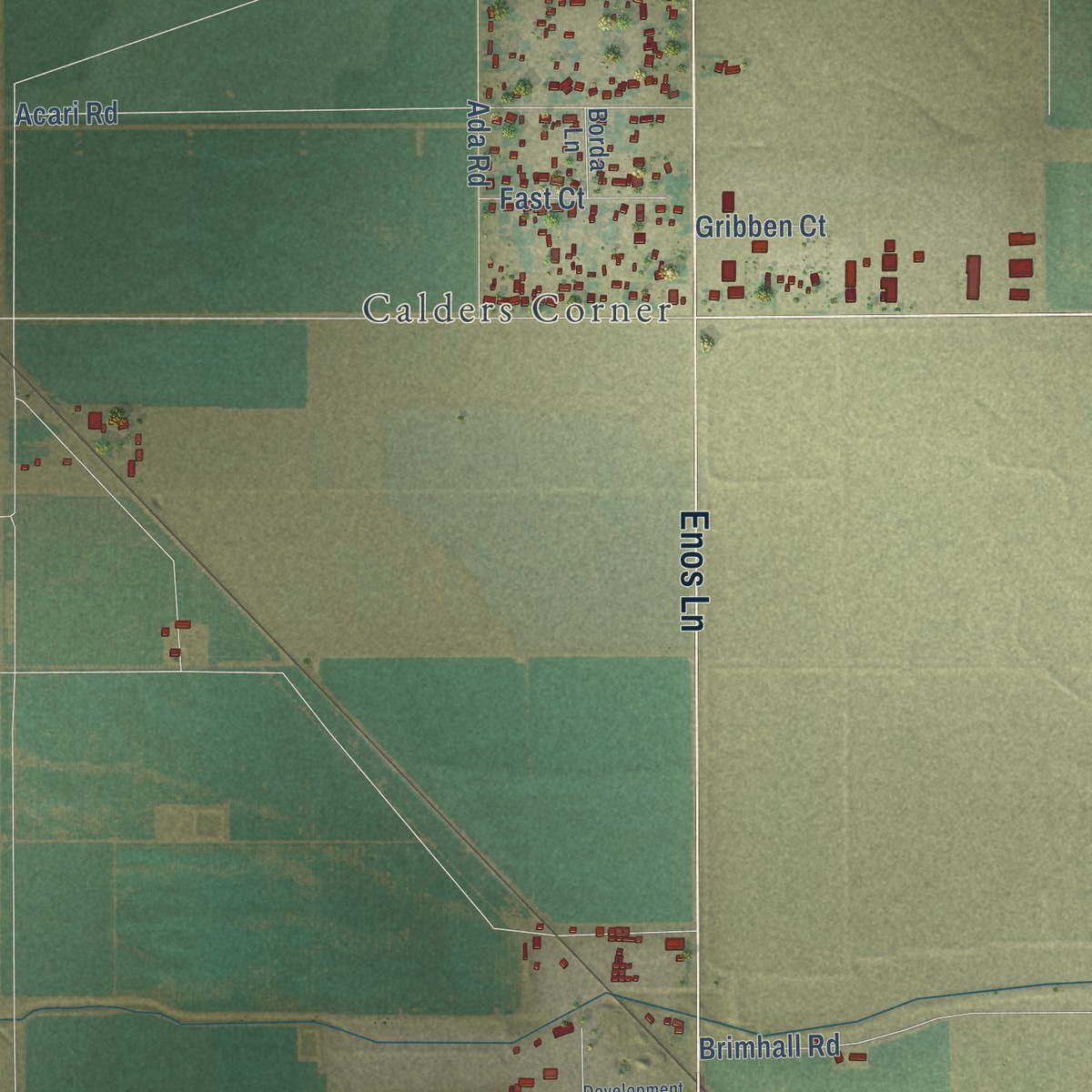 Second close-up of the map of Rio Bravo, California print showing more streets and buildings