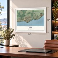 Rio, Florida map, 18 x 24 inch print in a white frame in a home office