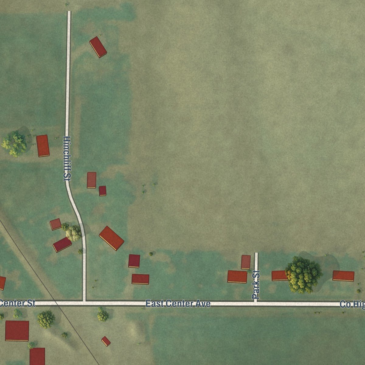 Second close-up of the map of Rio, Illinois print showing more streets and buildings
