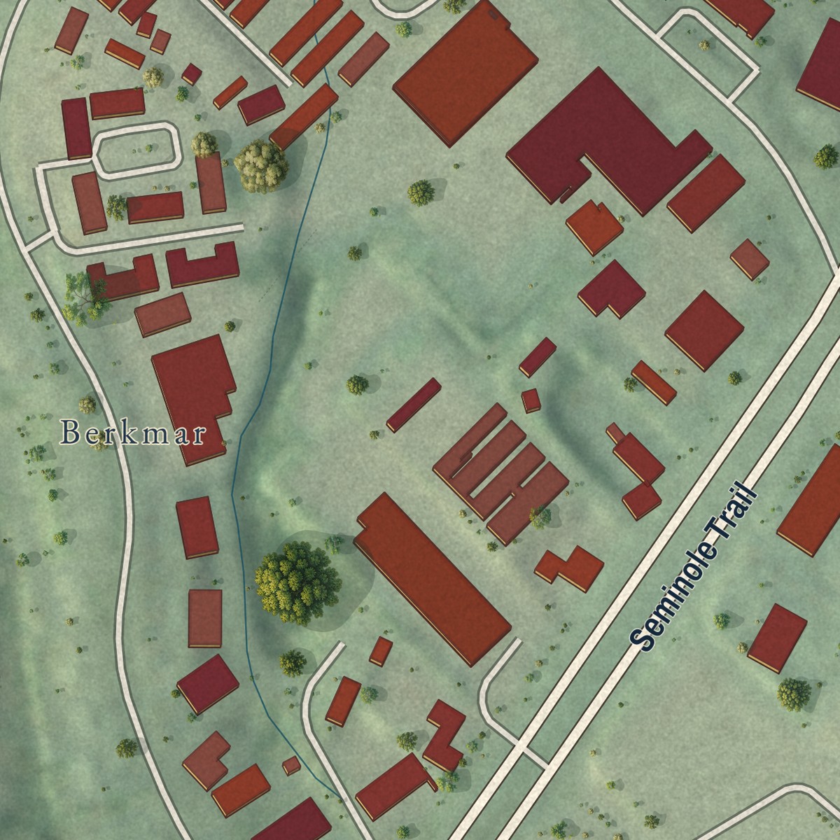 Second close-up of the map of Rio, Virginia print showing more streets and buildings