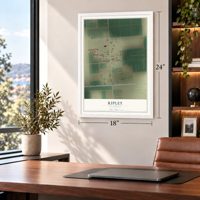 Ripley, California map, 18 x 24 inch print in a white frame in a home office