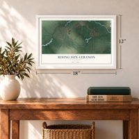 Rising Sun-Lebanon, Delaware map, 12 x 18 inch print in a white frame in an entryway