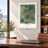 Risingsun, Ohio map, 18 x 24 inch print in a white frame in a home office