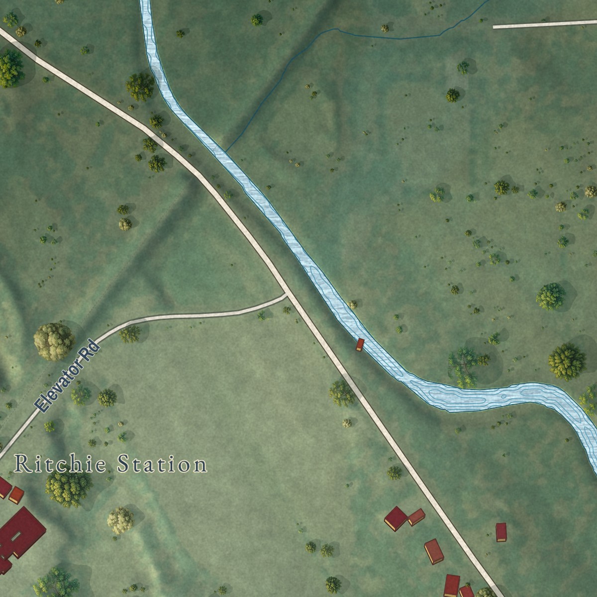Second close-up of the map of Ritchie, Illinois print showing more streets and buildings