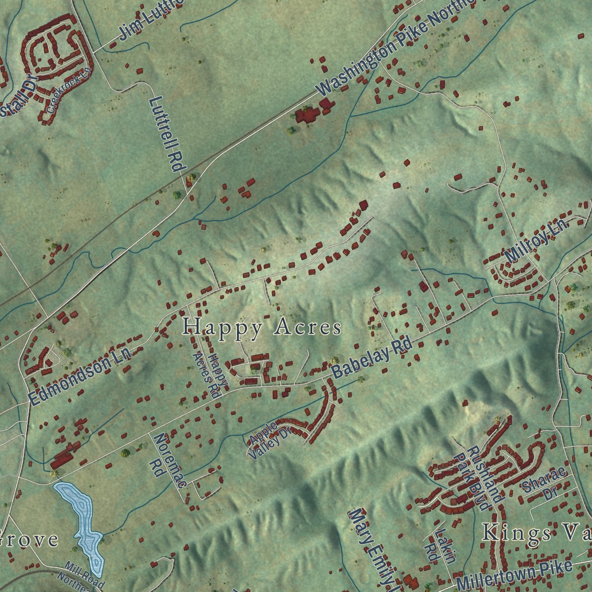 Second close-up of the map of Ritta, Tennessee print showing more streets and buildings