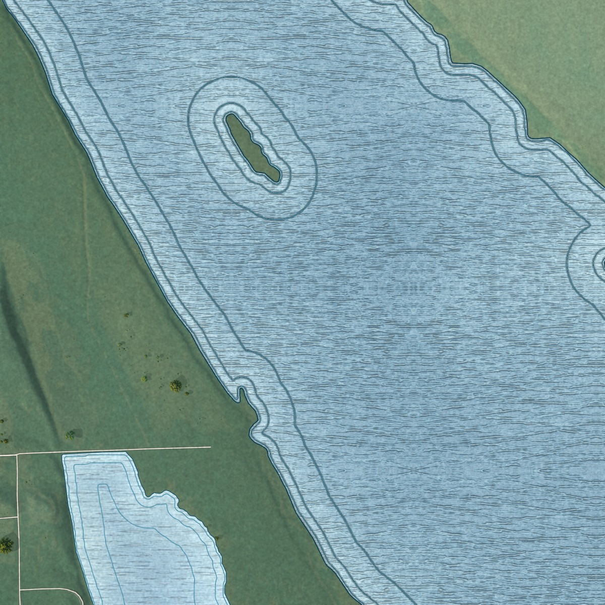 Second close-up of the map of River Bottom, Oklahoma print showing more streets and buildings