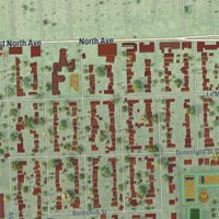 Second close-up of the map of River Forest, Illinois print showing more streets and buildings