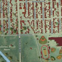 Second close-up of the map of River Grove, Illinois print showing more streets and buildings