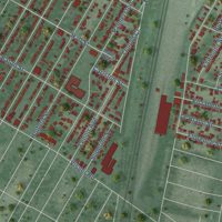 Second close-up of the map of River Rouge, Michigan print showing more streets and buildings