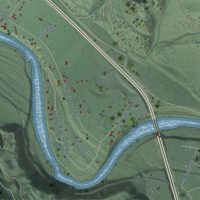 Second close-up of the map of Riverbend, Montana print showing more streets and buildings
