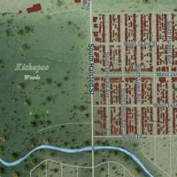 Second close-up of the map of Riverdale, Illinois print showing more streets and buildings