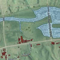 Second close-up of the map of Riverdale, Virginia print showing more streets and buildings