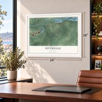 Riverdale, Virginia map, 18 x 24 inch print in a white frame in a home office