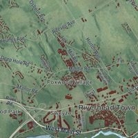 Second close-up of the map of Riverhead, New York print showing more streets and buildings