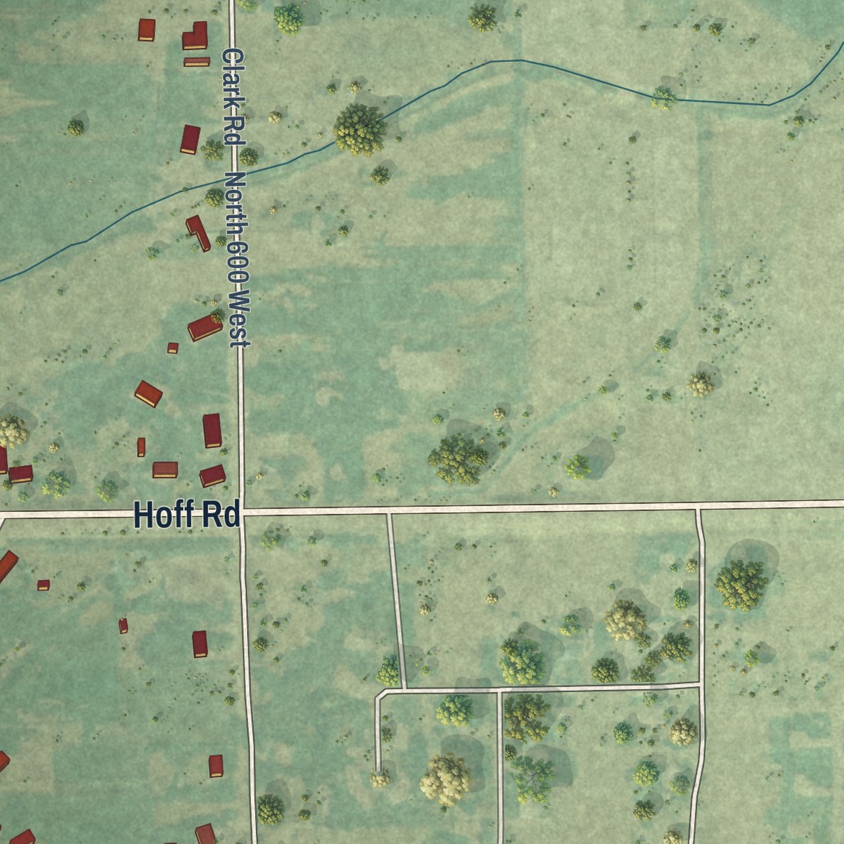 Second close-up of the map of Riverside, Idaho print showing more streets and buildings