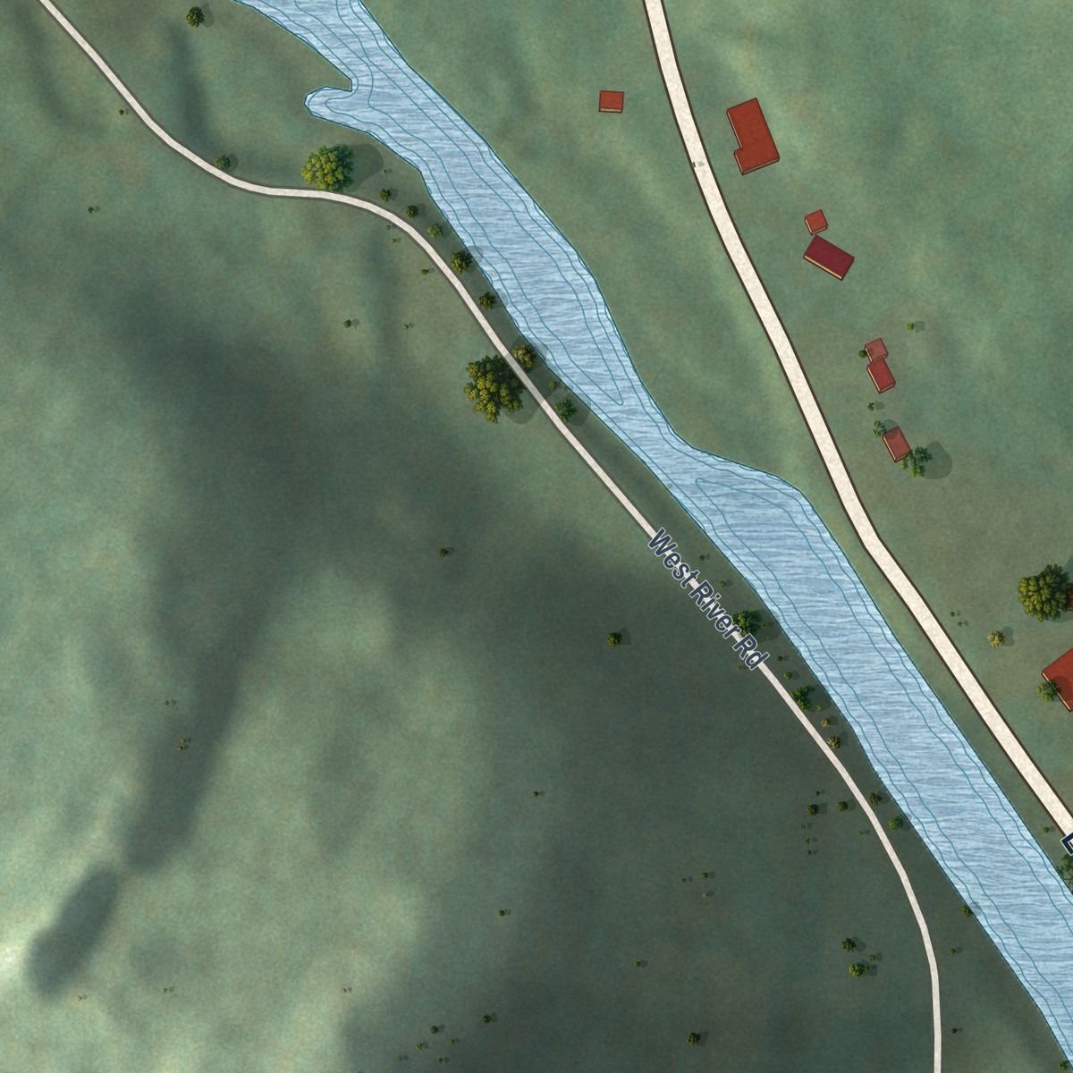 Second close-up of the map of Riverton, Connecticut print showing more streets and buildings