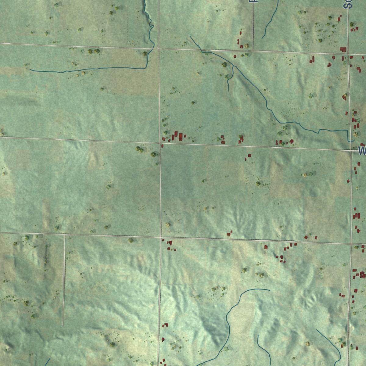 Second close-up of the map of Riverton, Michigan print showing more streets and buildings