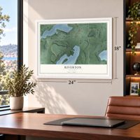 Riverton, Minnesota map, 18 x 24 inch print in a white frame in a home office