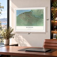 Riverton, New Jersey map, 18 x 24 inch print in a white frame in a home office