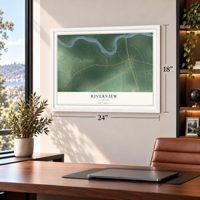 Riverview, Alabama map, 18 x 24 inch print in a white frame in a home office