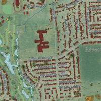 Second close-up of the map of Riverview, Michigan print showing more streets and buildings