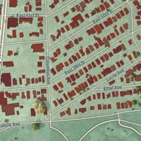 Second close-up of the map of Riverview, Norfolk, Virginia print showing more streets and buildings